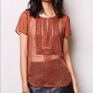 ANTHRO Meadow Rue Rust Colored Blouse-Sm
